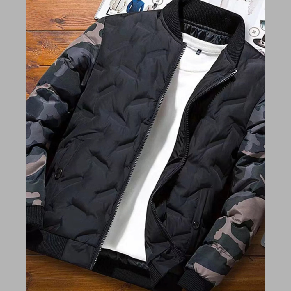Men's Full Size Camouflage Padded Bomber Jacket Plus Size
