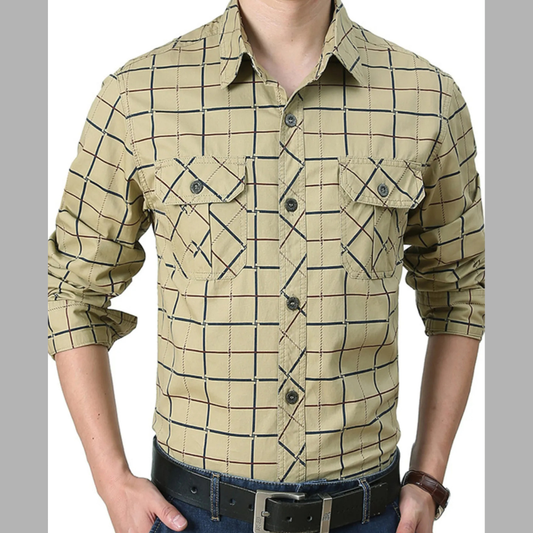 Men's Full Size Casual Check Print Long Sleeve Shirt Plus Size