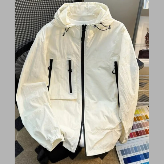 Men's Plus Size Casual Lightweight Hooded Windbreaker Jacket