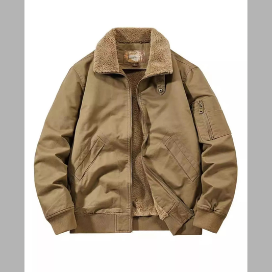Men's Plus Size Zip Up Sherpa Lined Jacket