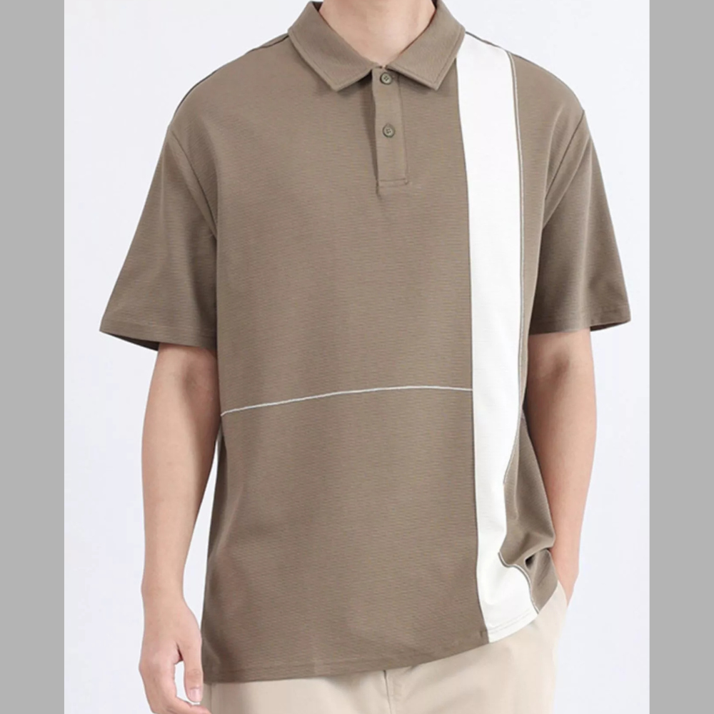 Men's Plus Size Color Block Casual Polo