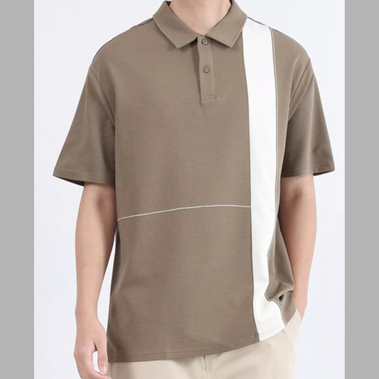 Men's Plus Size Color Block Casual Polo