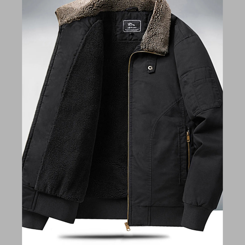 Men's Plus Size Sherpa Lined Zip Up Jacket