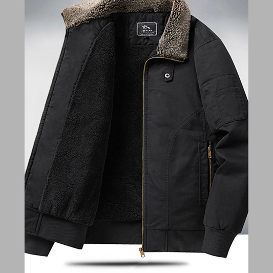Men's Plus Size Sherpa Lined Zip Up Jacket