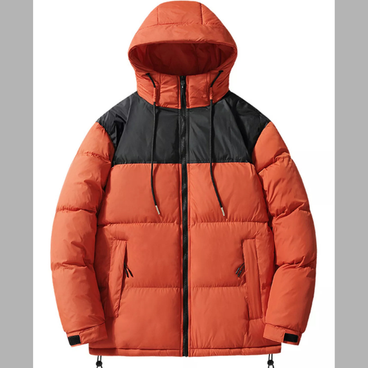 Men's Plus Size Drawstring Hooded Puffer Jacket