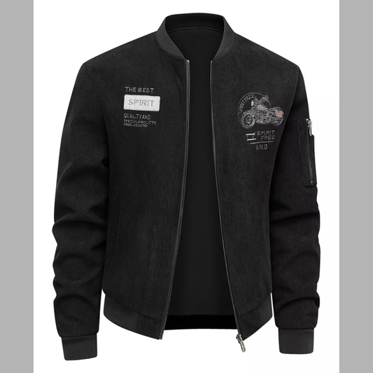 Men's Plus Size Zip Up Corduroy Bomber Jacket