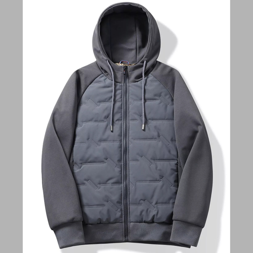 Men's Plus Size Hooded Padded Front Zip-Up Jacket