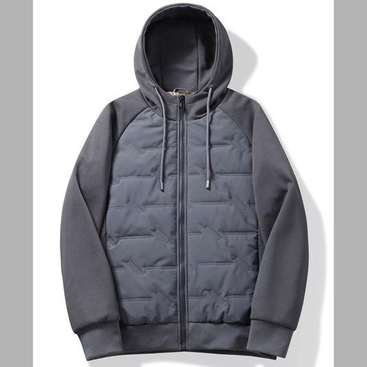 Men's Plus Size Hooded Padded Front Zip-Up Jacket