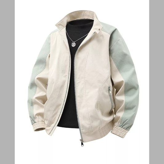Men's Plus Size Color Block Casual Bomber Jacket