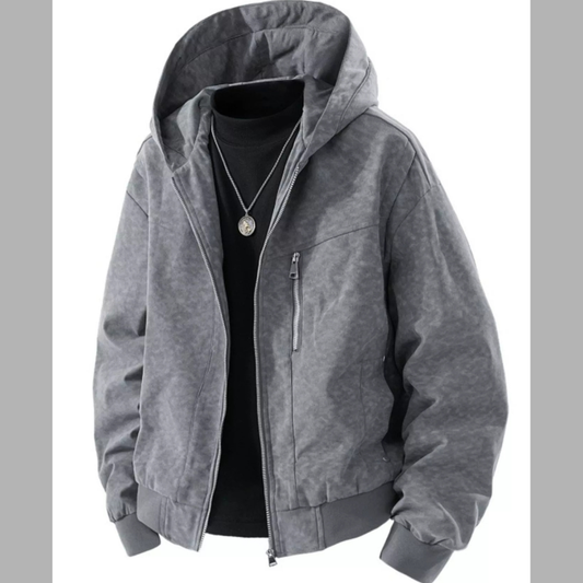 Men's Casual Plus Size Zip Up Hooded Bomber Jacket
