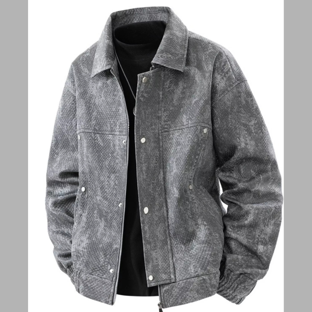 Men's Plus Size Classic Snap-Down Casual Jacket