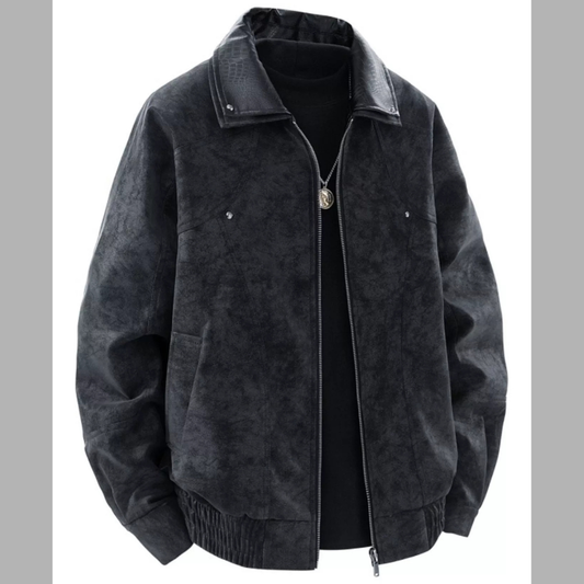 Men's Plus Size Vintage Style Zip Up Bomber Jacket