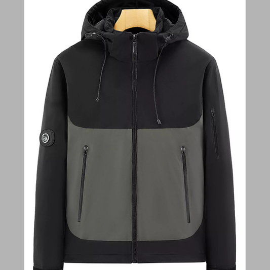 Men's Plus Size Hooded Color Block Windproof Jacket