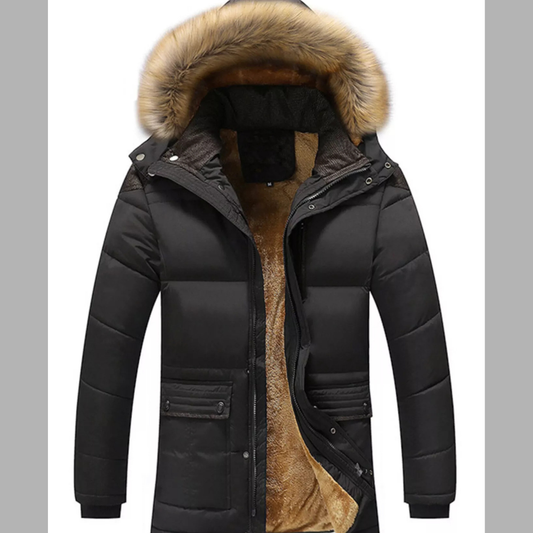 Men's Plus Size Fur Hooded Winter Parka Jacket