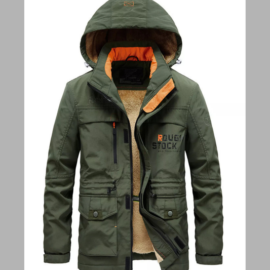 Men's Plus Size Zip Up Warm Hooded Parka Jacket
