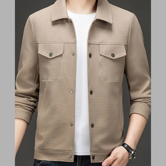 Men's Plus Size Button Up Long Sleeve Jacket