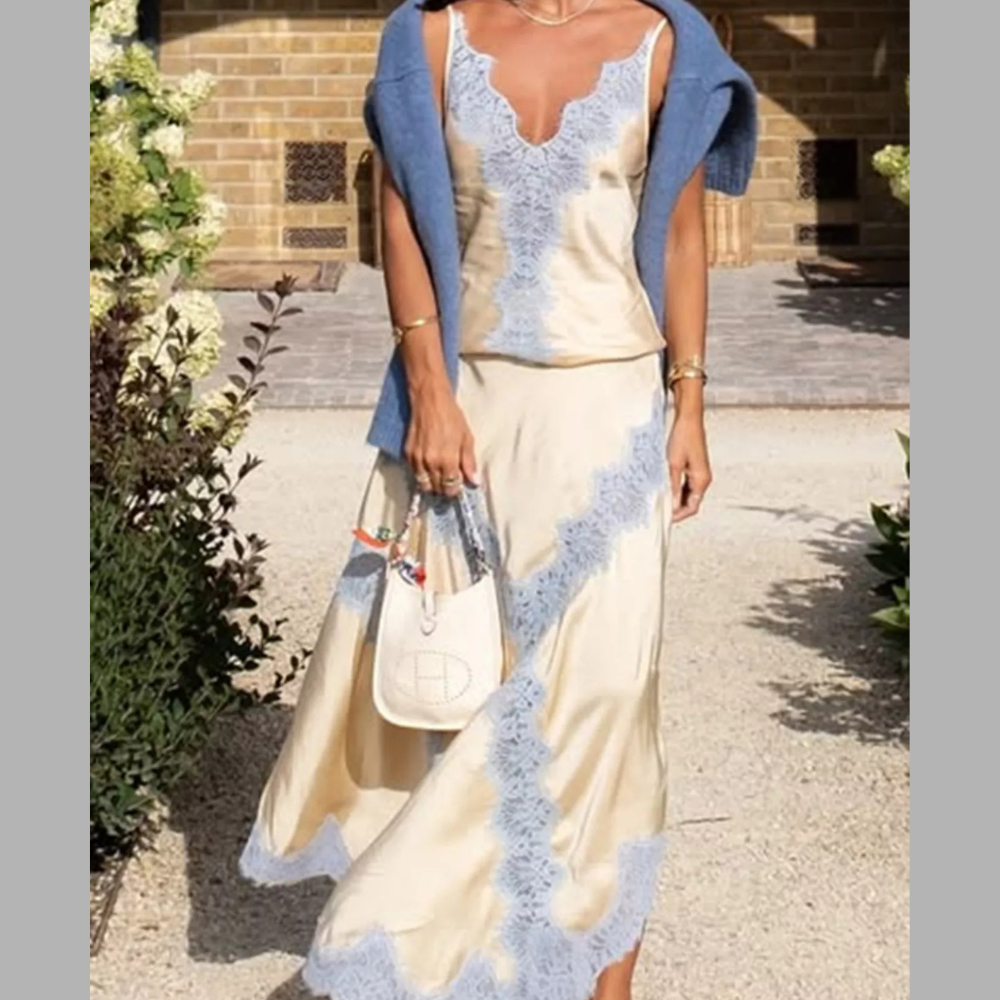 Lace Detail Cami and Skirt Set