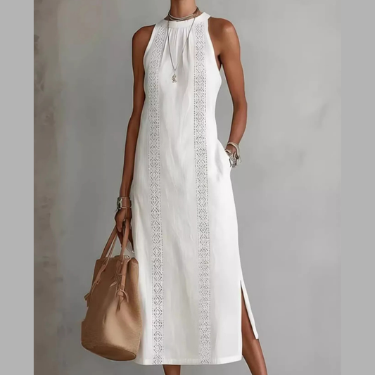 Full Size Side Slit Sleeveless Midi Dress Plus Size