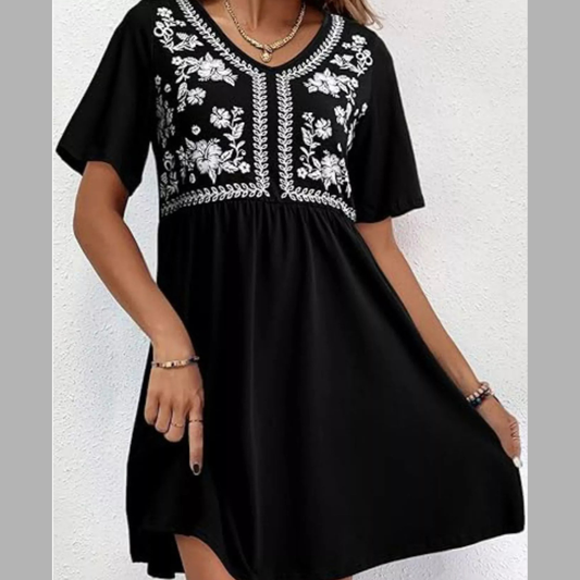 Floral V-Neck Mini Dress