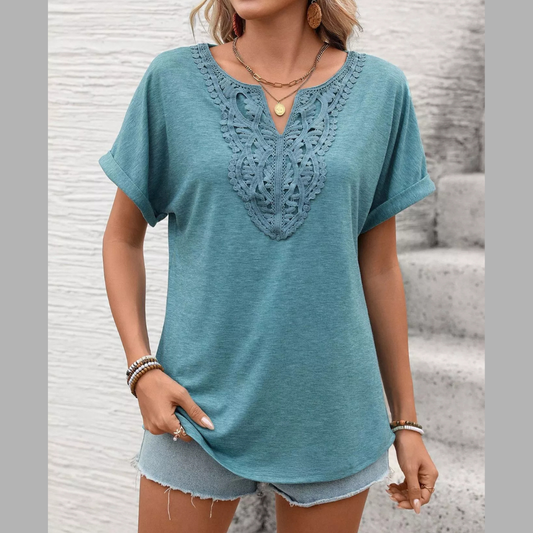 Lace Trim Short Sleeve T-Shirt