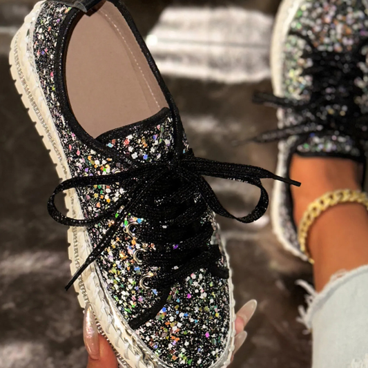 Lace Up Round Toe Platform Sneakers