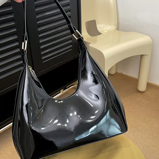 Solid Color Leather Shoulder Bag