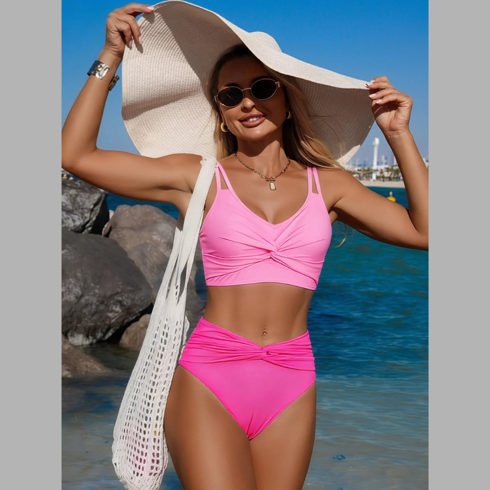 Twist Front High Waisted Swim Set
