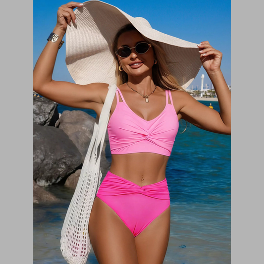 Twist Front High Waisted Swim Set