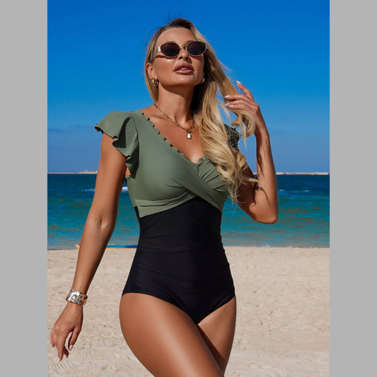 Ruffled Sleeve One-Piece Swimsuit