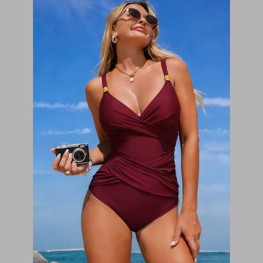 Ruched Crisscross One-Piece Swimsuit