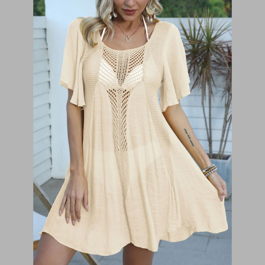 Openwork Flutter Sleeve Cover-Up Dress