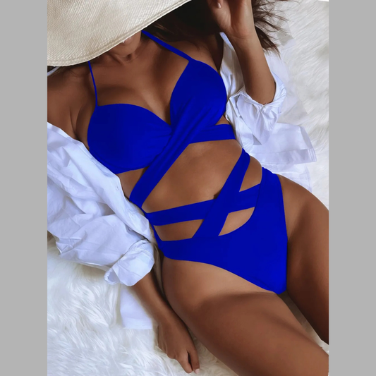 Crisscross Halter Neck Bikini Set