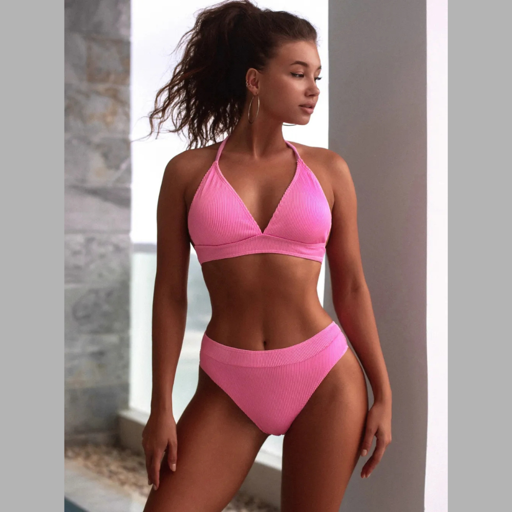 Tied Halter Neck Bikini Set