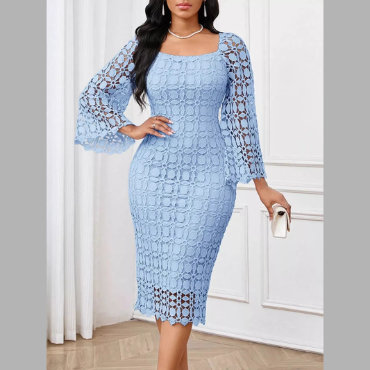 Lace Square Neck Midi Dress