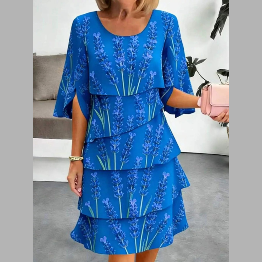 Full Size Floral Print Ruffle Hem Dress Plus Size