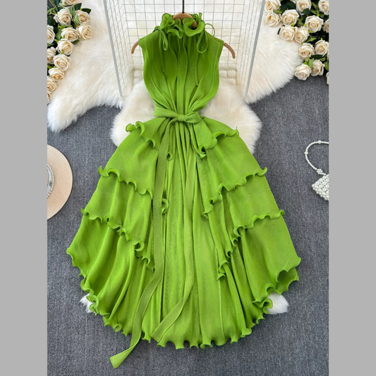 Ruffled Tiered Sleeveless Midi Dress