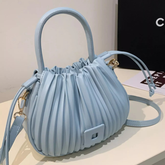 Pleated Bucket Crossbody Bag with