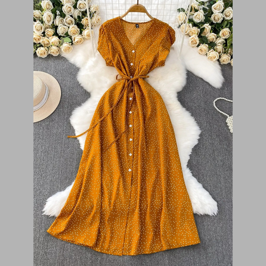 Polka Dot Button-Down Dress