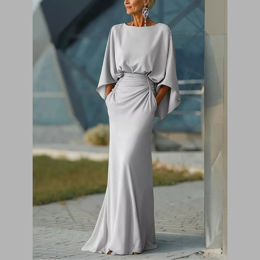 Batwing Sleeve Ruched Maxi Dress