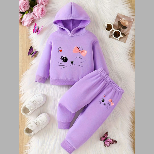 Children's Cat Long Sleeve Hoodie & Pants Set
