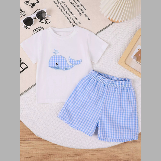 Children's Shark Round Neck Tee & Pants Set