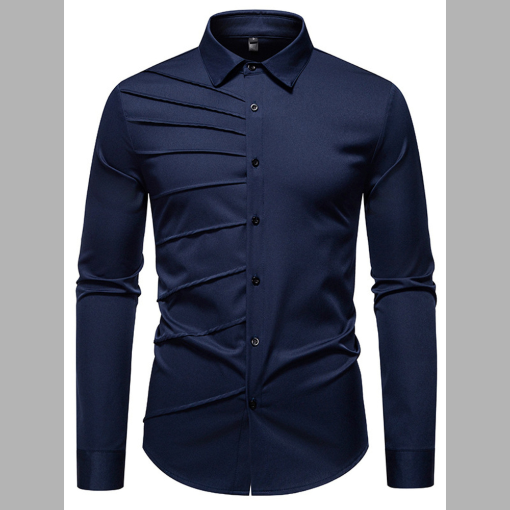 Men's Slim Fit Ruched Long Sleeve Shirt