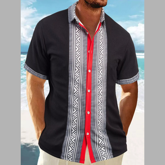 Men's Full Size Casual Geometric Print Short Sleeve Shirt Plus Size