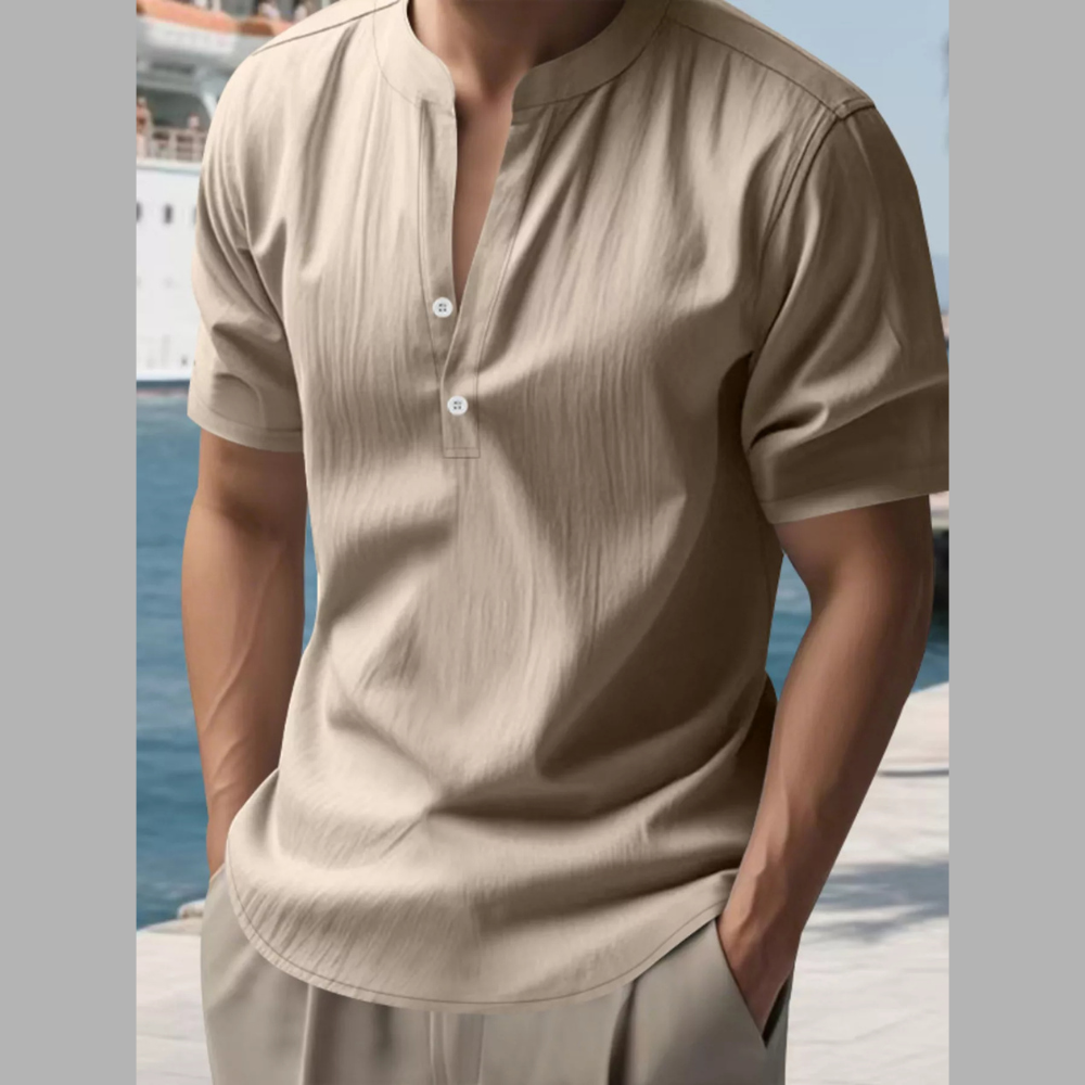 Men's Full Size Button Detail Short Sleeve Shirt Plus Size