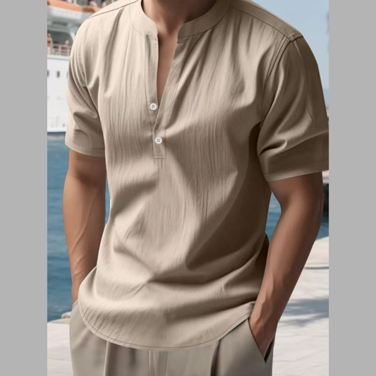 Men's Full Size Button Detail Short Sleeve Shirt Plus Size