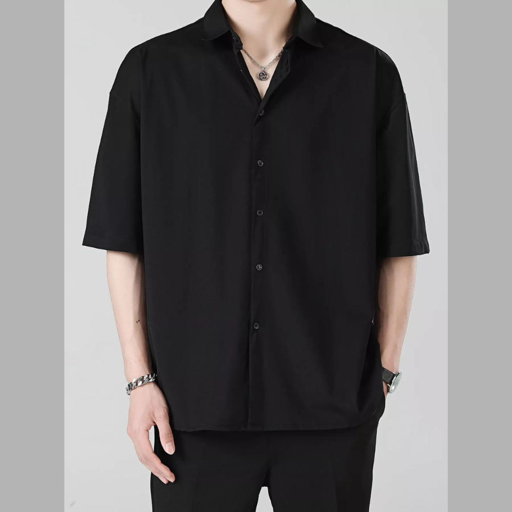 Trendy Men's Full Size Casual Short Sleeve Button-Down Shirt Plus Size