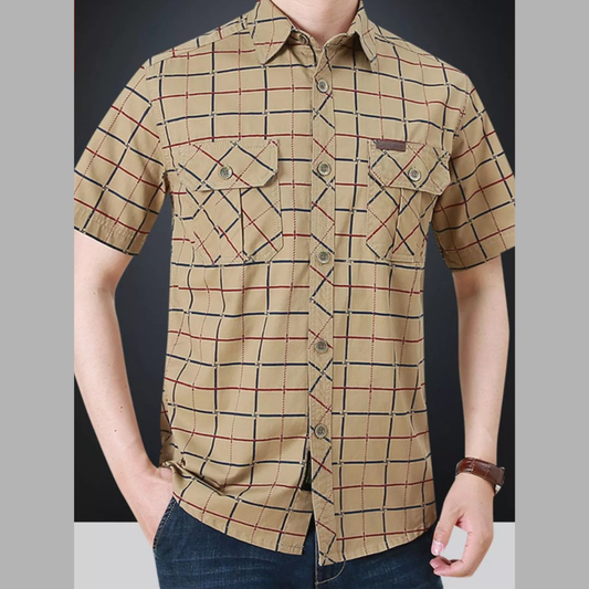 Men's Trendy Plus Size Casual Plaid Short Sleeve Shirt