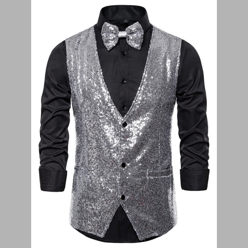 Men's Sequin Slim Fit Vest