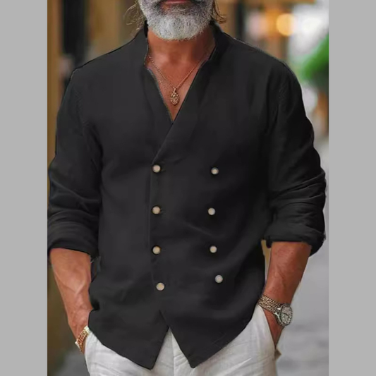 Men's Full Size Casual Double-Breasted Shirt Plus Size