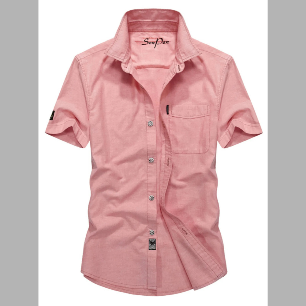 Men's Plus Size Casual Short Sleeve Button-Down Shirt
